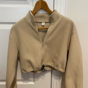 SHEIN Tan Fleece Zip-Up Cropped Jacket Drawstring Bottom Kids Sz 10
